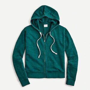 J Crew Vintage Fleece Green Hoodie Sweatshirt Zip Front Y2K Athleisure Size M